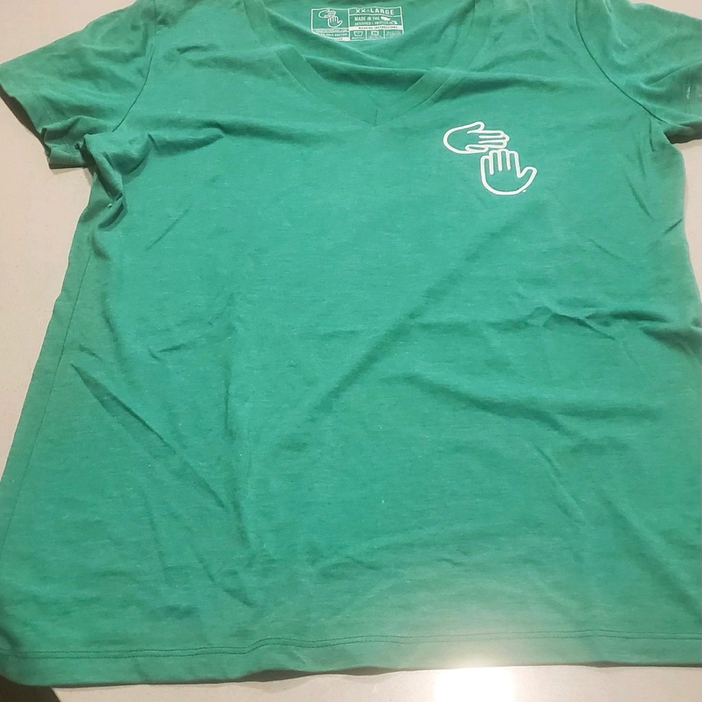 Michigan High Five Threads Short Sleeve T Shirt Women’s Green V-Neck XXL